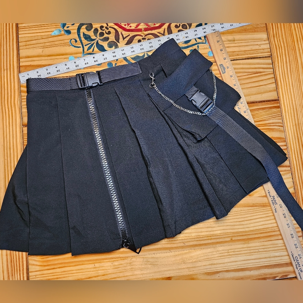 Black Skirt with Pleated Design